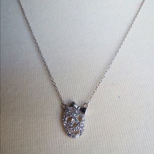 Silver Rhinestone Skull Necklace